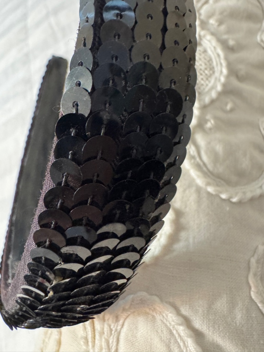 Black Sequin Padded Headband - Women’s Hair Accessory
